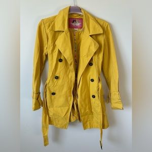Yellow Double-Breasted Women's Trench Coat